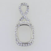 Sterling Silver Semi Mount Pendant Setting Cushion CU 9x7mm White Topa GTL20 - Syzjewelry